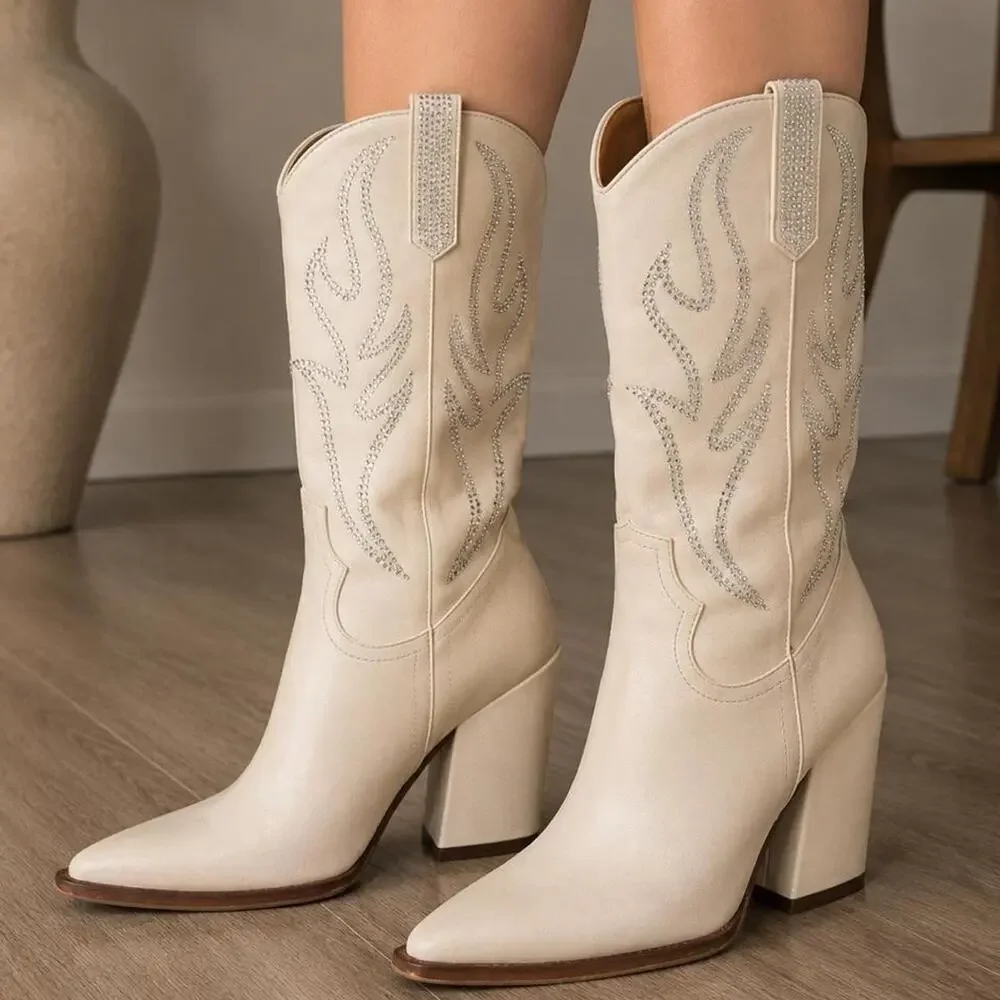 Miles cream cowboy boots with